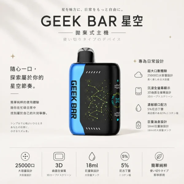 ChatGPT Image 2026年8月22日 下午07_29_27 【現貨秒發】GEEK BAR Pluse X 星空 25000 PUFFS 一次性主機 潮人必備顏值天花板 熱銷補貨免運【買5贈1】